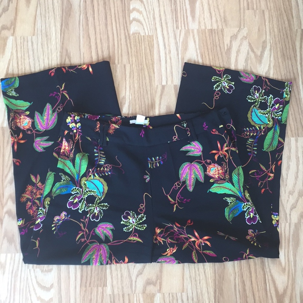 H&M floral wide leg ankle pant